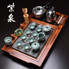 Yixing tea tea set four in one set of Kung Fu tea tea tea tea special offer Wujin wood stone Taiwan 18 Black purple sand bloom stone tray