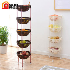 Thickening plastic multi-layer floor rack, vegetable and fruit storage rack, kitchen supplies, storage basket frame, triangle shelf Four layers of ivory