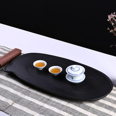 The ancient stone tea tray Wujin concealed drainage round stone tea table home simple tea factory A mirage and insubstantial objects [60*30*3]
