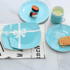 China ceramic plate flat dish style mug of coffee cup dessert cake tray creative blue plate Garland (cup)