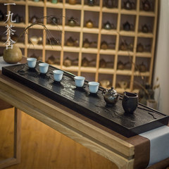 19 natural stone tea tray Chashe ebony jade tea tea tea large drainage fittings Mysterious quiet -2