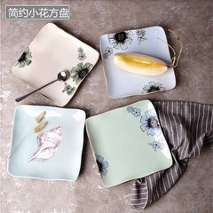 Simple household ceramic dish square plate plate breakfast creative hand-painted Western-style food salad Italy flat plate yellow