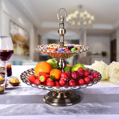 Double foot high crystal glass compote European model room decoration fashion Home Furnishing fruit dried fruit cake tray Bronze color