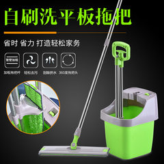 Bai Lu free hand wash hands free screw flat mop mop mop lazy wood floor mop bucket supporting household rotation Green (including mop cloth 2)