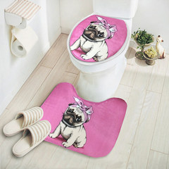 Cartoon garden toilet cushion, U shape pad, warm fashion seat ring cover, U type ground cushion package mail Pink puppy (combination)