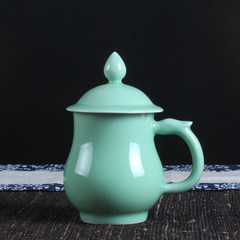 Longquan celadon ceramic cups features of Longquan large cup size 650ML cup children office kiln with cover Di punch'ong