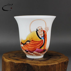Beijing De famille rose kiln body short Lohan cup Jingdezhen Technology Division Cao Qiangchun hand-painted ceramic cup kung fu masters cup