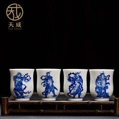 Jingdezhen Tiancheng tea hand-painted Qinghua four kings time cup ceramic tea cup cup single master cup King of growth