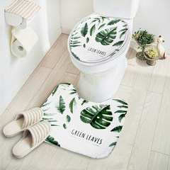 Cartoon garden toilet cushion, U shape pad, warm fashion seat ring cover, U type ground cushion package mail Green leaves (combinations)