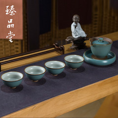 Zhen Jingdezhen hall hand pot set set a pot of Kung Fu tea pot bearing 4 glass ceramic bowl 6 Month white catch pot set