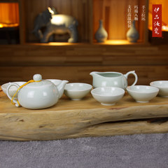 The origin of Ruzhou Ru Hong Bao Ru jade green glaze eight piece tea set teacups teapot bag mail 8 Hong Bao Ru Yuqing eight piece
