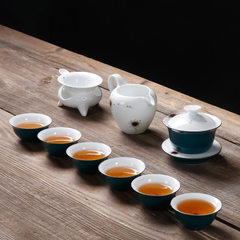 Ning Xiang Ge dandelion tea set tureen hand-painted ceramic glaze high-grade gift set of Kung Fu Tea 9 Hand painted dandelion tea set (high grade packing)