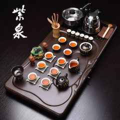 Ceramic Yixing tea tea set tea set of domestic technology wood electromagnetic oven four in one special offer tray 18 Malachite green is a time of national peace and order