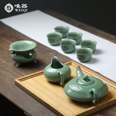 Longquan celadon kiln ceramic tea set Mei Ziqing ice crack open the set of Kung Fu tea bag mail
