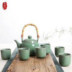 Longquan celadon tea set Vintage teapot teapot Ceramic Teapot Tea Bag mail pack size Vintage teapot 7 piece group (brother powder)