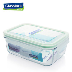 South Korea imported Glasslock toughened glass box three bowl lunch box 715ml cloudmicrowave Green lid