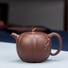 Yixing purple teapot tea set, Zhang Dongmei all hand first prize author, pumpkin pot, old Purple mud