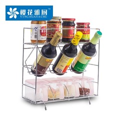The condiment rack, the kitchen shelf, the stainless steel color soy sauce, the shelf kitchen articles, and the condiment box