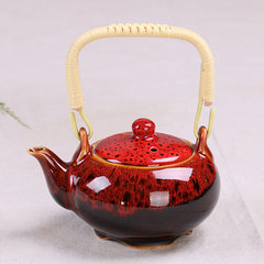 Jun kiln Teapot Tea large teapot pot utensils ice crack high-capacity ceramic Kung Fu tea tea Magenta [simple packaging] -340ML