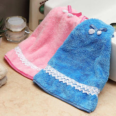 Kitchen towel hanging, super absorbent coral velvet, thickening hand cloth, bathroom towel, dishcloth, washing dishes, mail Pink and blue 42x36cm
