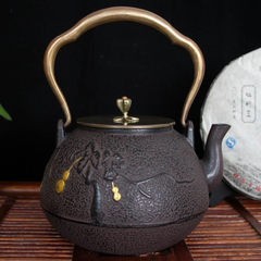 Dragon hall in southern Japan handmade uncoated cast iron teapot old iron pot boiling water pot iron teapot Golden calabash B