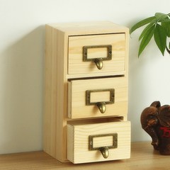 Creative wooden boxes jewelry finishing cabinets wooden desk drawer type cosmetics box Vertical three pumping