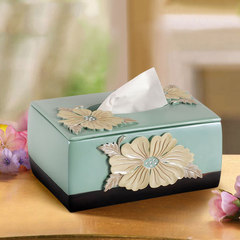 European style retro tissue box, nostalgic paper box, environmental paper box, pastoral napkin box, living room, bedroom, paper box Blue purple flowers