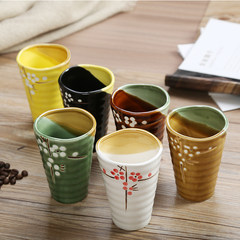 日式茶杯水杯马克杯  陶瓷手绘杯 功夫茶杯 日式料理餐具樱花杯子 樱花杯6个装