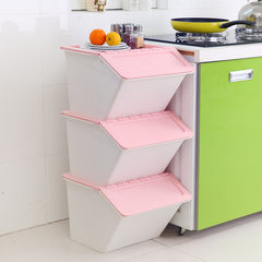Kitchen storage box thickening can be superimposed toys, storage, finishing large boxes, fruits and vegetables plastic storage box Trumpet 25*20*15 Powder cover white box body