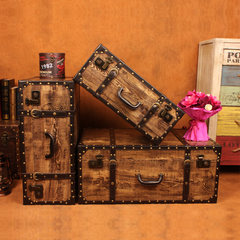 Vintage suitcase, decoration box, storage box, display box, antique box, outdoor fashion box, wooden box Trumpet 25*20*15 1294 paragraph