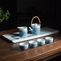 Jingdezhen ink rhyme Qing bamboo Teapot Set handmade ceramic cup tea tea bag mail box combination 1 pots, 1 cups, 4 cups