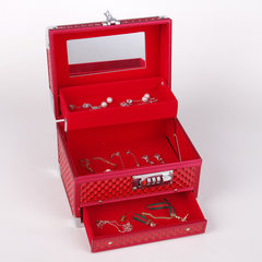 Cipher casket, Princess wood belt lock, wedding gift, bridal dressing box, Chinese red gift box