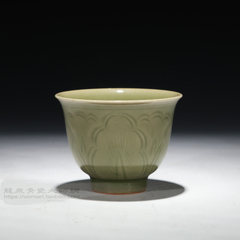 Longquan celadon tea cup cup Masters Cup single cup of pure hand carved Kung Fu Tea authentic Yang Jiangpeng personality