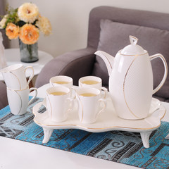 European style coffee cup set, home simple creative ceramic black tea cup, personalized tea cup, set tea set 8 Small refreshing coffee tea set with tray set