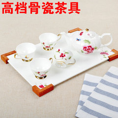 唐山隆达骨瓷 家用陶瓷杯壶糖奶缸小功夫茶6头茶具套装 迎春接福 6件 单独一个茶杯