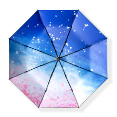 Cherry Blossom umbrella, black glue, super sun protection and anti ultraviolet umbrella Flower stream - outer black inner flower