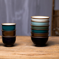 The cup of Jingdezhen blue glaze ceramic film master Tea coarse pottery cup Kung Fu tea set accessories Blue glaze small cup