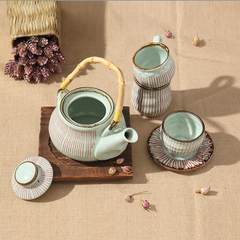 Three points, Japan and Korea creative ceramic tea set, teapot set, Japanese style rural wind, portable teapot, cool kettle special price Red string coffee cup and saucer N45