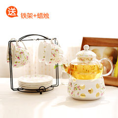 The time tea flower tea set, the ceramic glass fruit teapot, the set tea pot, the tea set and the tea cup are heated 2 color vine time (4 cups set)