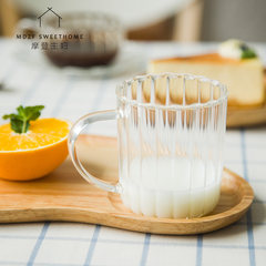 Modern housewife creative heat-resistant glass, juice cup, water cup, stripe coffee cup, transparent glass coffee cup Sugar flower material