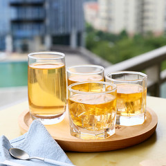 Two shipping HZ heat-resistant glass wine whisky transparent cup fruit juice cup cup thick bottom Octagonal