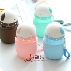 Cute mini glass, Korean girl portable heat resistant tea cup, Korean cup of creative water cup Blue 300ML