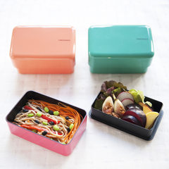 Japan Takenaka band double moon bento box plastic lunch box children microwave lunch box Blue 490ML [Jane packaged]