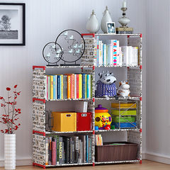 Simple bookshelf, bookcase, desk top, steel pipe combination storage rack, creative student bookshelf, dormitory storage rack 05F orange Mickey