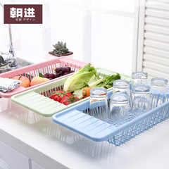 At fruit and vegetable plastic drainboard vegetables and washing dishes rack tableware kitchen storage rack rectangular drain basket Wide green