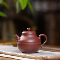 Yixing Zisha masters handmade beauty purple clay teapot with pure ore bottom groove Jufen million line rhyme pot