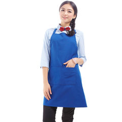围裙定制韩版时尚 男女款奶茶咖啡店厨房广告工作围裙定制印logo 宝蓝色