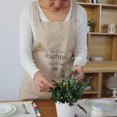 Design simple style Nordic cotton canvas kitchen, baking apron, English coffee shop, dessert overalls Green 400ml