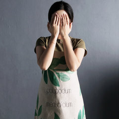 韩版时尚围裙定制防水棉麻男女士咖啡厅奶茶店画画厨房工作服围腰 围裙-绿树枝