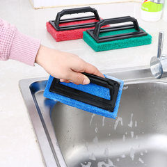 Kitchen strong decontamination handle, sponge bottom cleaning brush, bathroom bathtub brush, sponge brush, ceramic tile wipe blue